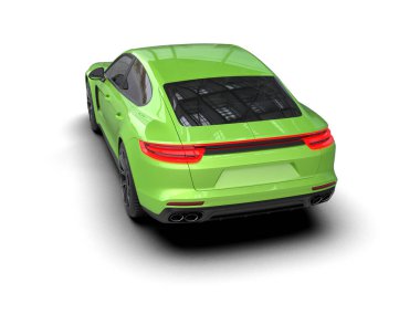 Beyaz zemin üzerinde izole edilmiş 3D resimleme spor araba