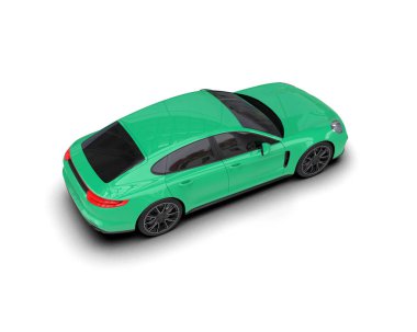 Beyaz zemin üzerinde izole edilmiş 3D resimleme spor araba