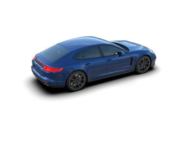 Beyaz zemin üzerinde izole edilmiş 3D resimleme spor araba