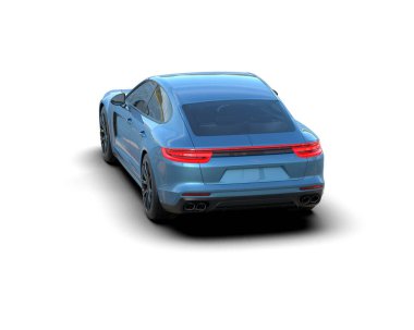 Beyaz zemin üzerinde izole edilmiş 3D resimleme spor araba