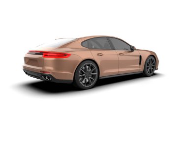 Beyaz zemin üzerinde izole edilmiş 3D resimleme spor araba