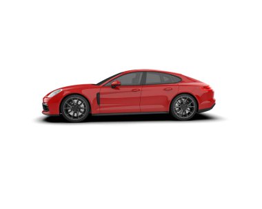 Beyaz zemin üzerinde izole edilmiş 3D resimleme spor araba