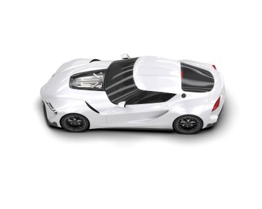 Beyaz arka planda izole edilmiş modern beyaz spor araba.