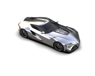 Beyaz zemin üzerinde izole edilmiş 3D resimleme spor araba