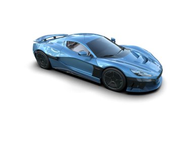 Beyaz zemin üzerinde izole edilmiş 3D resimleme spor araba