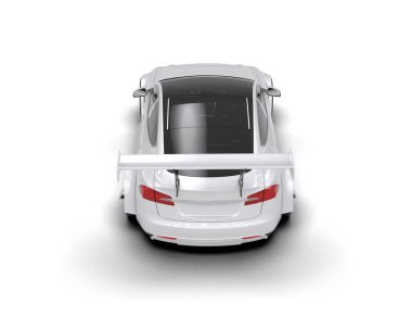 Beyaz arka planda izole edilmiş modern beyaz spor araba.