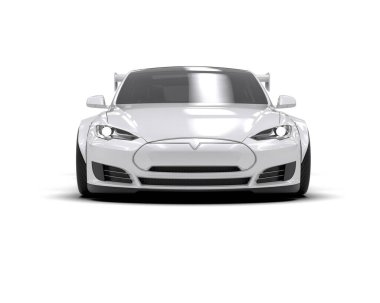 Beyaz arka planda izole edilmiş modern beyaz spor araba.