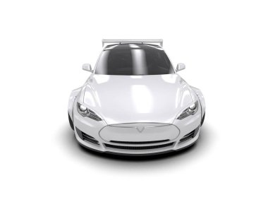 Beyaz arka planda izole edilmiş modern beyaz spor araba.