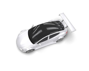 Beyaz arka planda izole edilmiş modern beyaz spor araba.