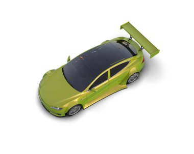 Beyaz zemin üzerinde izole edilmiş 3D resimleme spor araba