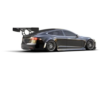 Beyaz zemin üzerinde izole edilmiş 3D resimleme spor araba