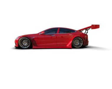 Beyaz zemin üzerinde izole edilmiş 3D resimleme spor araba