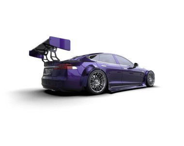 Beyaz zemin üzerinde izole edilmiş 3D resimleme spor araba