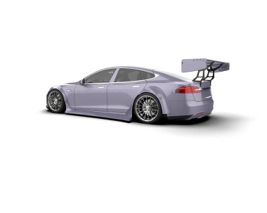 Beyaz zemin üzerinde izole edilmiş 3D resimleme spor araba