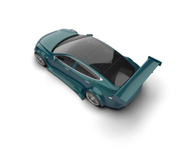 Beyaz zemin üzerinde izole edilmiş 3D resimleme spor araba
