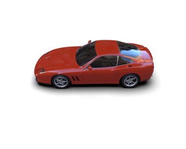 Beyaz zemin üzerinde izole edilmiş 3D resimleme spor araba