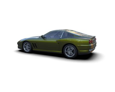 Beyaz zemin üzerinde izole edilmiş 3D resimleme spor araba