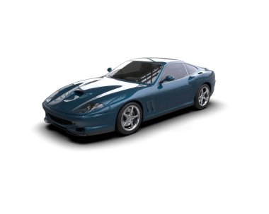 Beyaz zemin üzerinde izole edilmiş 3D resimleme spor araba