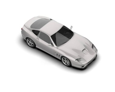 Beyaz zemin üzerinde izole edilmiş 3D resimleme spor araba