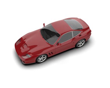 Beyaz zemin üzerinde izole edilmiş 3D resimleme spor araba