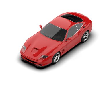 Beyaz zemin üzerinde izole edilmiş 3D resimleme spor araba