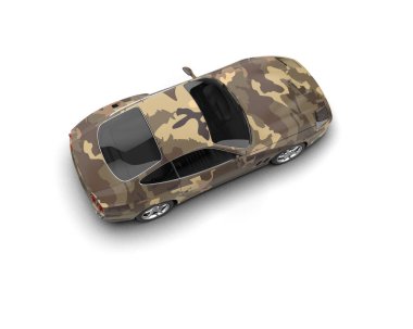 Beyaz zemin üzerinde izole edilmiş 3D resimleme spor araba