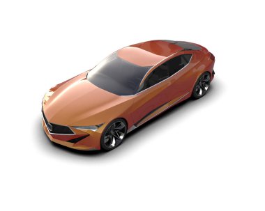 Beyaz zemin üzerinde izole edilmiş 3D resimleme spor araba