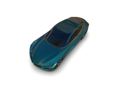 yeşil modern araba beyaz arka planda izole edilmiş.