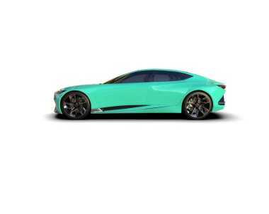 Beyaz zemin üzerinde izole edilmiş 3D resimleme spor araba