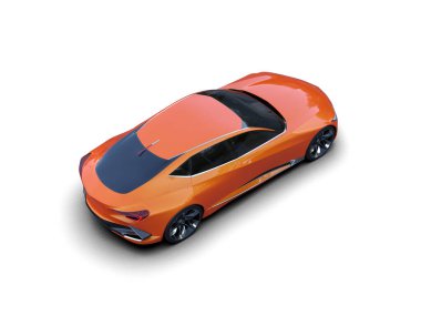 Beyaz zemin üzerinde izole edilmiş 3D resimleme spor araba