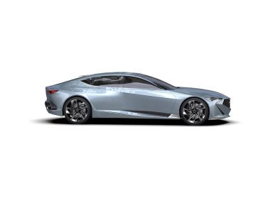 Beyaz zemin üzerinde izole edilmiş 3D resimleme spor araba