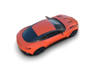 Beyaz arka planda izole edilmiş bir spor araba. 3d oluşturma