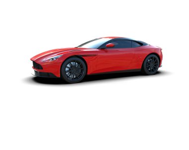 Beyaz arka planda izole edilmiş bir spor araba. 3d oluşturma