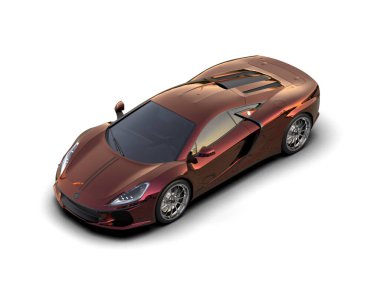 Modern spor araba beyaz arka planda izole edilmiş. 3d oluşturma.   