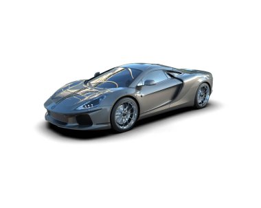 Beyaz zemin üzerinde izole edilmiş 3D resimleme spor araba