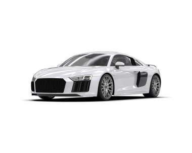 Beyaz zemin üzerinde izole edilmiş 3D resimleme spor araba