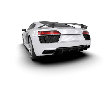 Beyaz zemin üzerinde izole edilmiş 3D resimleme spor araba