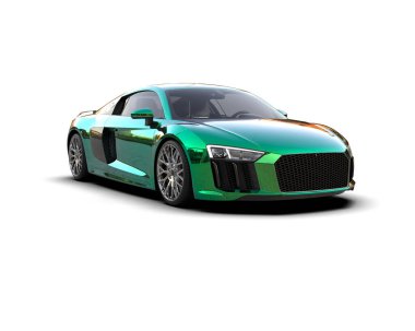 Beyaz zemin üzerinde izole edilmiş 3D resimleme spor araba