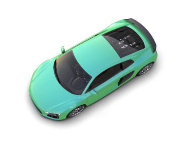 Beyaz zemin üzerinde izole edilmiş 3D resimleme spor araba