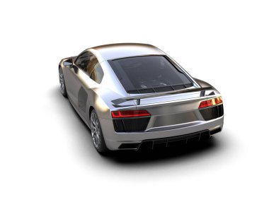 Beyaz zemin üzerinde izole edilmiş 3D resimleme spor araba