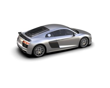 Beyaz zemin üzerinde izole edilmiş 3D resimleme spor araba