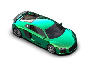 Beyaz zemin üzerinde izole edilmiş 3D resimleme spor araba