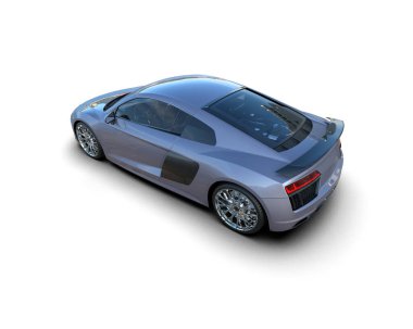 Beyaz zemin üzerinde izole edilmiş 3D resimleme spor araba