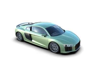 Beyaz zemin üzerinde izole edilmiş 3D resimleme spor araba