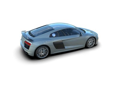 Beyaz zemin üzerinde izole edilmiş 3D resimleme spor araba