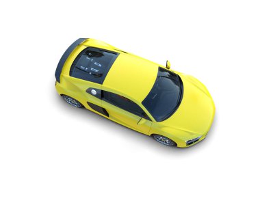 Beyaz zemin üzerinde izole edilmiş 3D resimleme spor araba