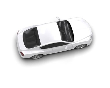 Beyaz zemin üzerinde izole edilmiş 3D resimleme spor araba