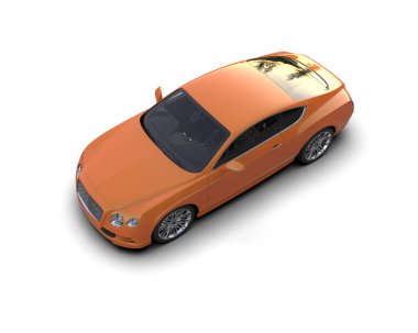 Beyaz zemin üzerinde izole edilmiş 3D resimleme spor araba