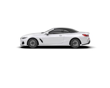 Beyaz arkaplanda 3 boyutlu spor araba görüntüleme