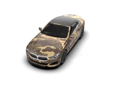 Modern spor araba beyaz arka planda izole edilmiş. 3d oluşturma  